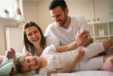 happy family laughing
